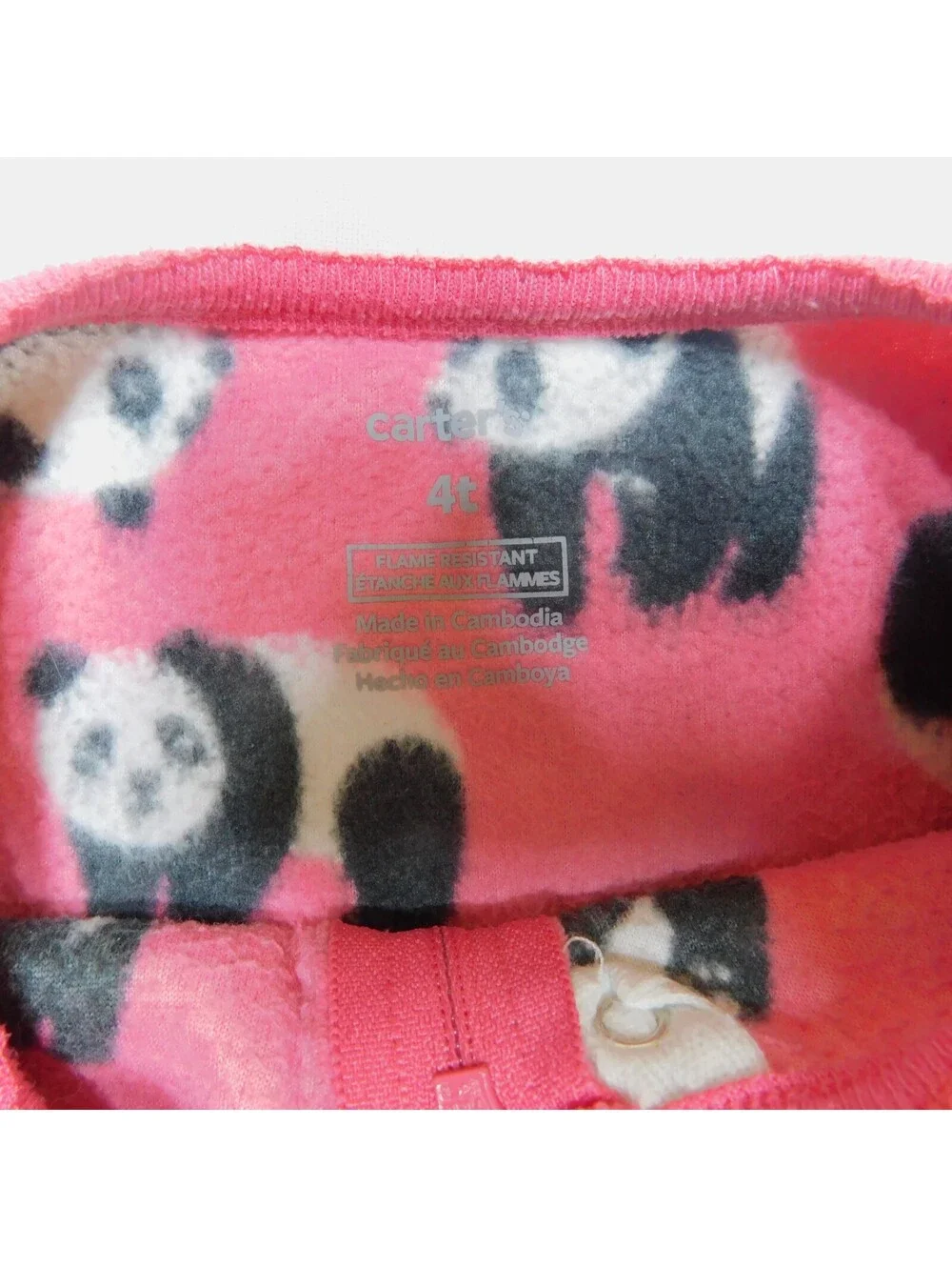 Carter's Toddler Girls Fleece Footed Pajamas Size 4T Pink Panda Bear Jumpsuit